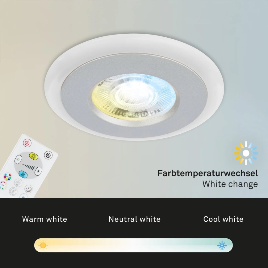 Briloner - SET 3x LED RGBW Lámpara empotrable regulable para el baño LED/5W/230V 3000-6500K IP44 + control remoto