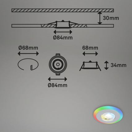 Briloner - SET 3x LED RGBW Lámpara empotrable regulable para el baño LED/5W/230V 3000-6500K IP44 + control remoto