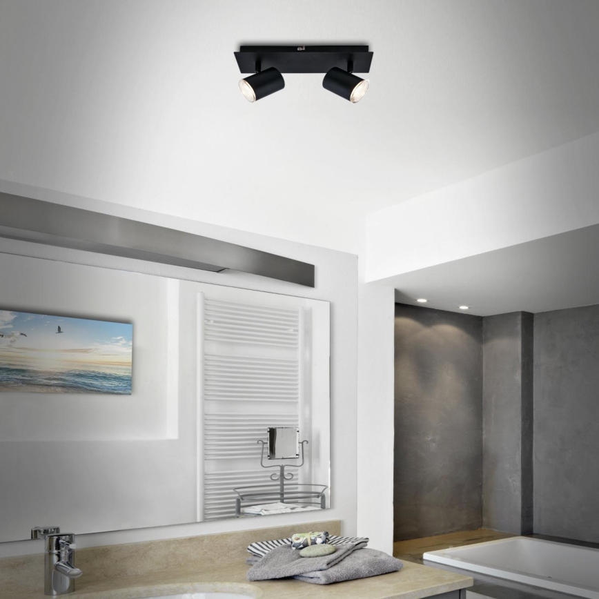 Briloner  10476221 - Foco de baño 2xGU10/5W/230V IP44 negro