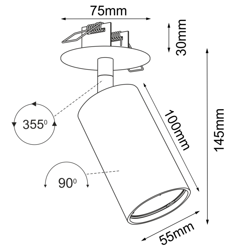 Brosline - Foco empotrable de techo 1xGU10/10W/230V blanco