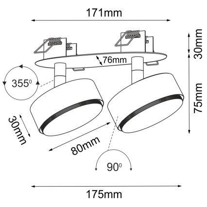 Brosline - Foco empotrado de techo 2xGX53/9W/230V, blanco