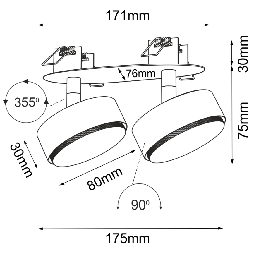 Brosline - Foco empotrado de techo 2xGX53/9W/230V, blanco