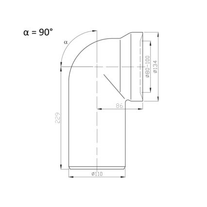 Bruckner - Conector de desagüe de inodoro 90° 11 cm blanco