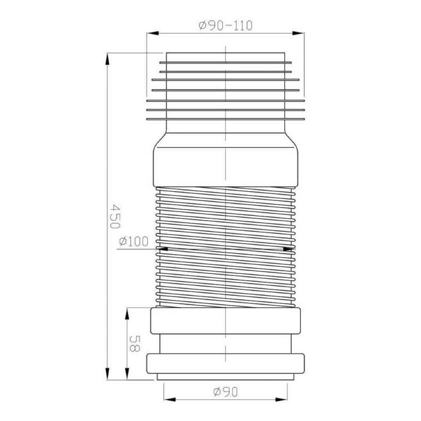 Bruckner - Conector flexible para desagüe de inodoro 45 cm blanco/negro