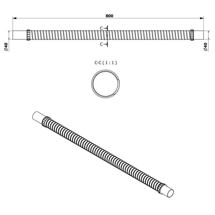 Bruckner - Tubo de conexión flexible 80 cm blanco