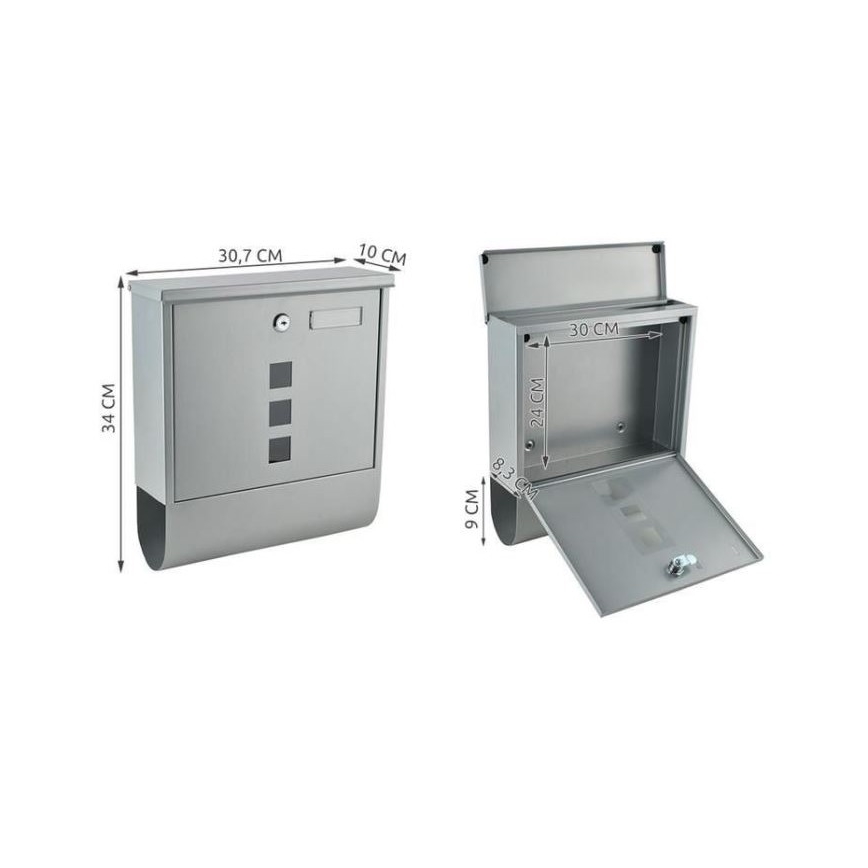 Buzón 34x30,7 cm plateado