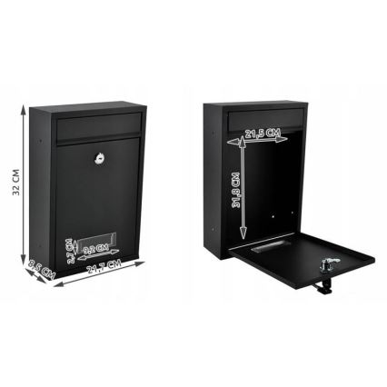 Buzón postal 21,7 x 32 cm negro