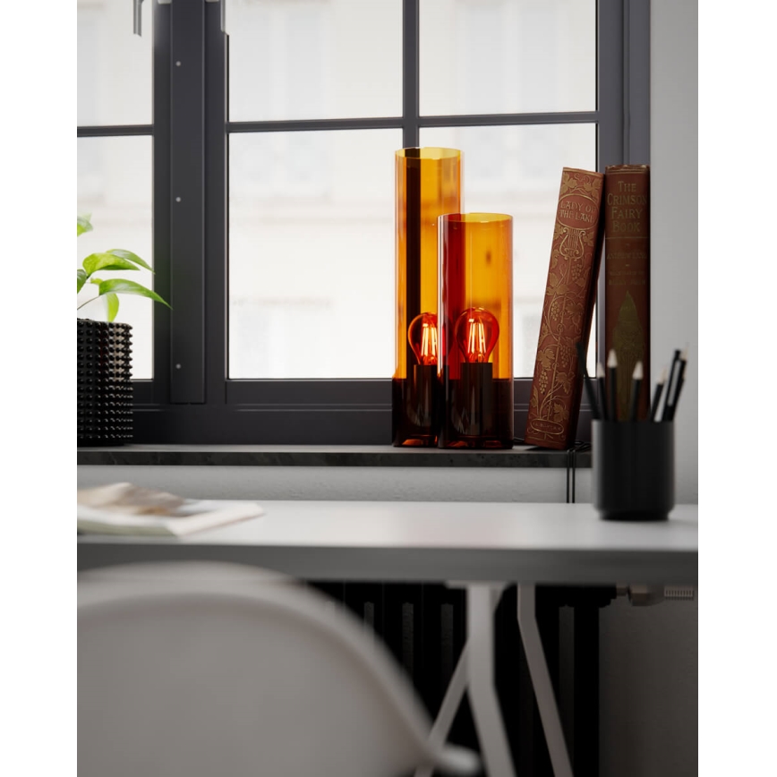 ByRydens - Lámpara de mesa FLAKE 1xE27/8W/230V marrón/ahumado