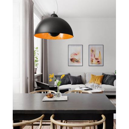 ByRydens - Lámpara colgante con cable CAPTAIN 1xE27/7W/230V negra