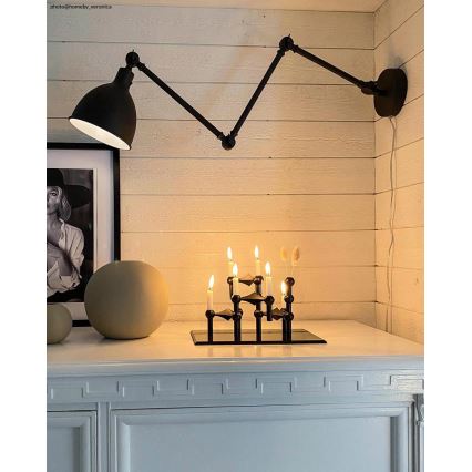 ByRydens - Aplique regulable BAZAR 1xE27/5W/230V negro