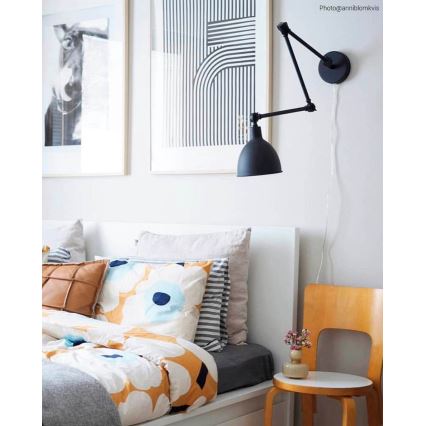 ByRydens - Aplique regulable BAZAR 1xE27/5W/230V negro
