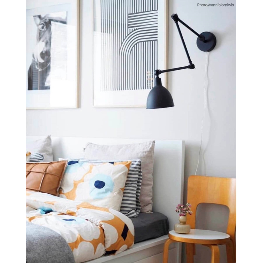 ByRydens - Aplique regulable BAZAR 1xE27/5W/230V negro
