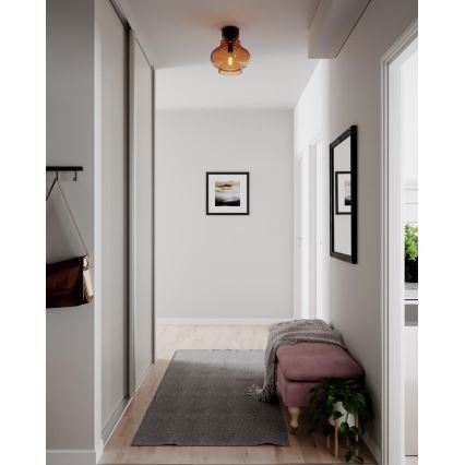 ByRydens - Lámpara de techo DOLORES 1xE27/5W/230V Ø 30 cm, marrón/vidrio ahumado