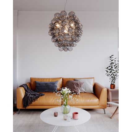ByRydens - Lámpara colgante con cable DELUXE 4xE14/5W/230V gris/ahumado