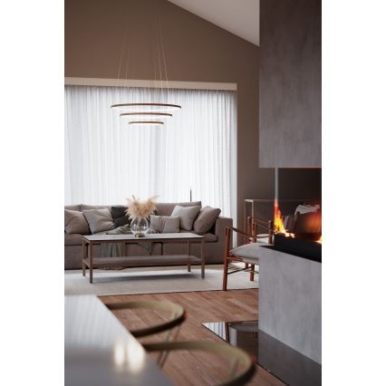 ByRydens - Lámpara LED colgante con cable TRIONE LED/45W/230V beige Ø 80 cm