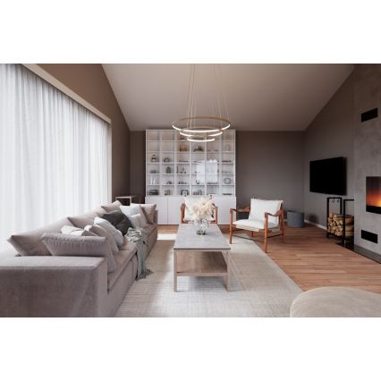 ByRydens - Lámpara LED colgante con cable TRIONE LED/45W/230V beige Ø 80 cm