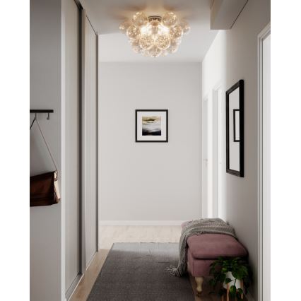 ByRydens - Lámpara de techo GROSS 6xG9/8W/230V ahumado/marrón, diámetro 70 cm