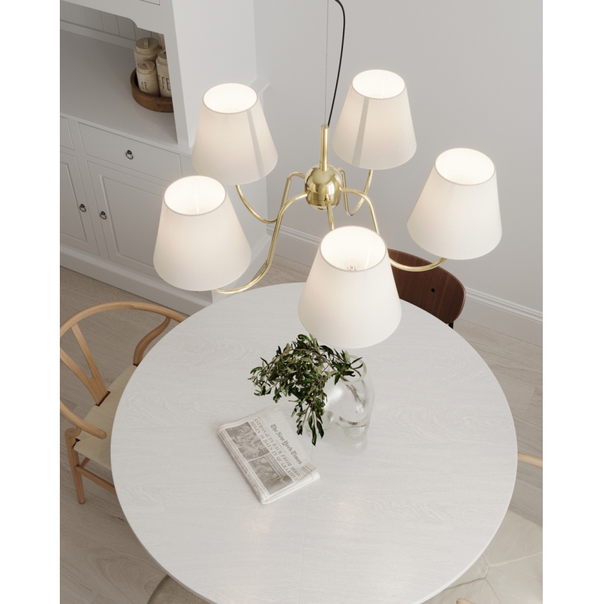 ByRydens - Lámpara colgante con cable LYNF 5xE14/8W/230V latón/blanco