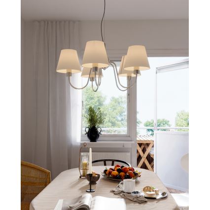 ByRydens - Lámpara colgante de cable LYNF 5xE14/8W/230V cromo brillante/blanco