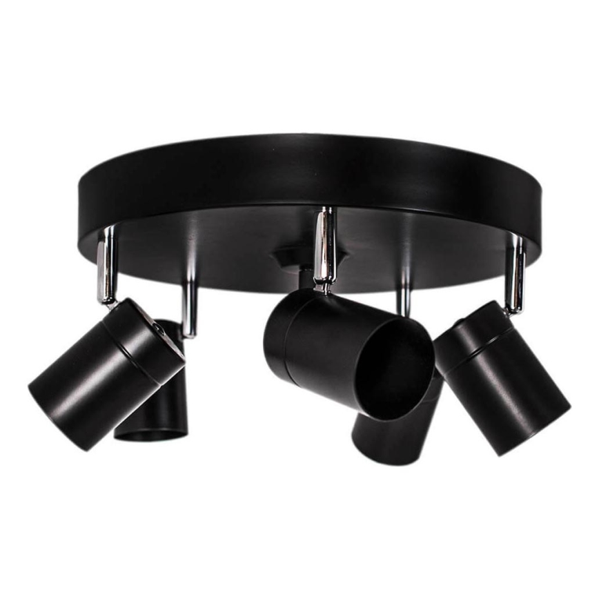 ByRydens - Lámpara de techo de focos CORRECT 5xGU10/7W/230V, negra, diámetro 30 cm