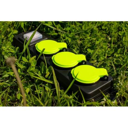 Cable alargador con interruptor, 3 tomas, 5 m, IP44