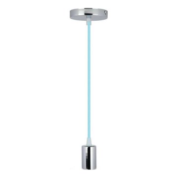 Cable de alimentación 1xE27/60W/230V azul claro/cromo brillante