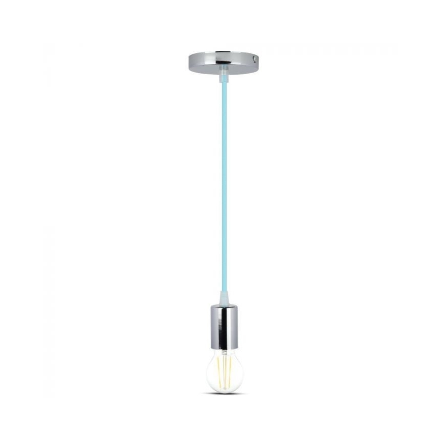 Cable de alimentación 1xE27/60W/230V azul claro/cromo brillante