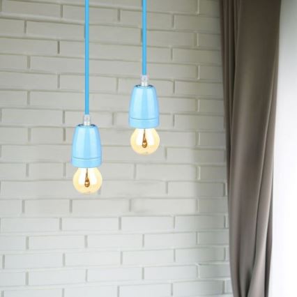 Cable de alimentación 1xE27/60W/230V azul/porcelana