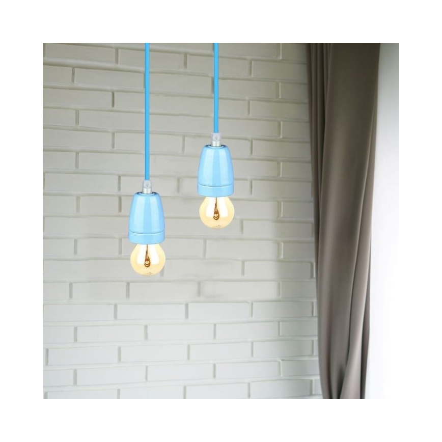 Cable de alimentación 1xE27/60W/230V azul/porcelana