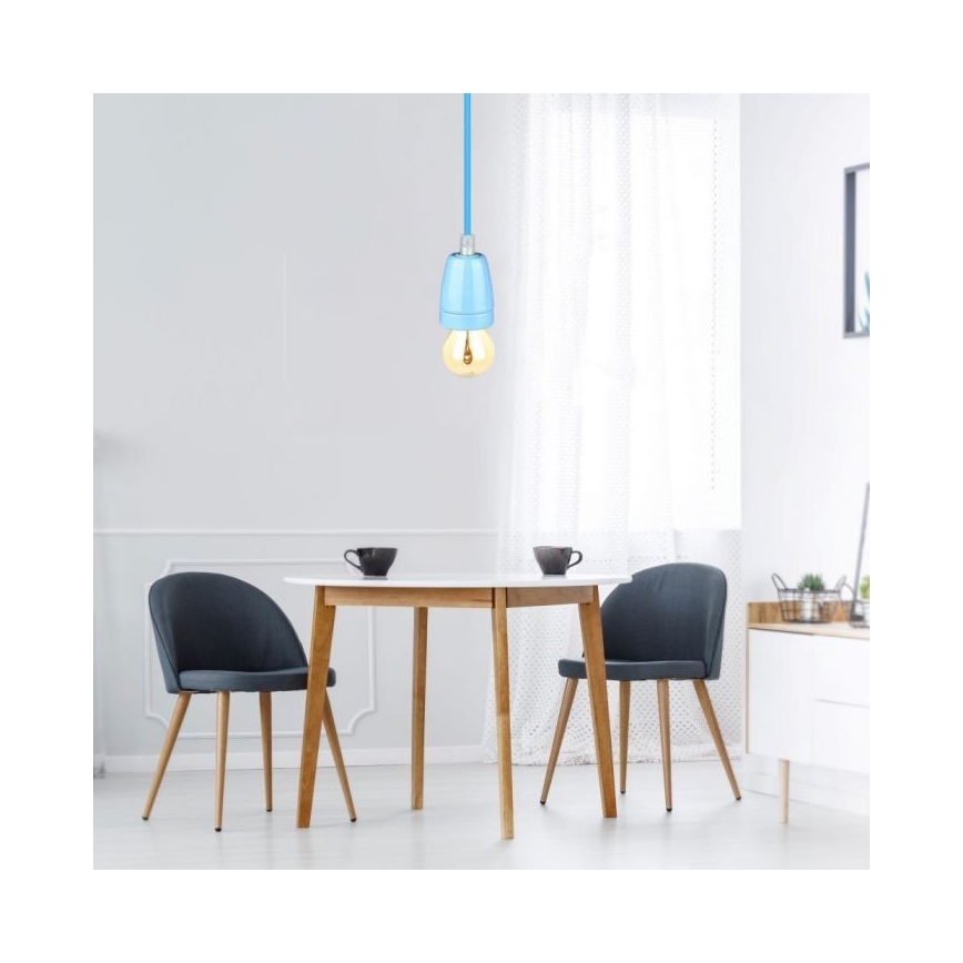 Cable de alimentación 1xE27/60W/230V azul/porcelana