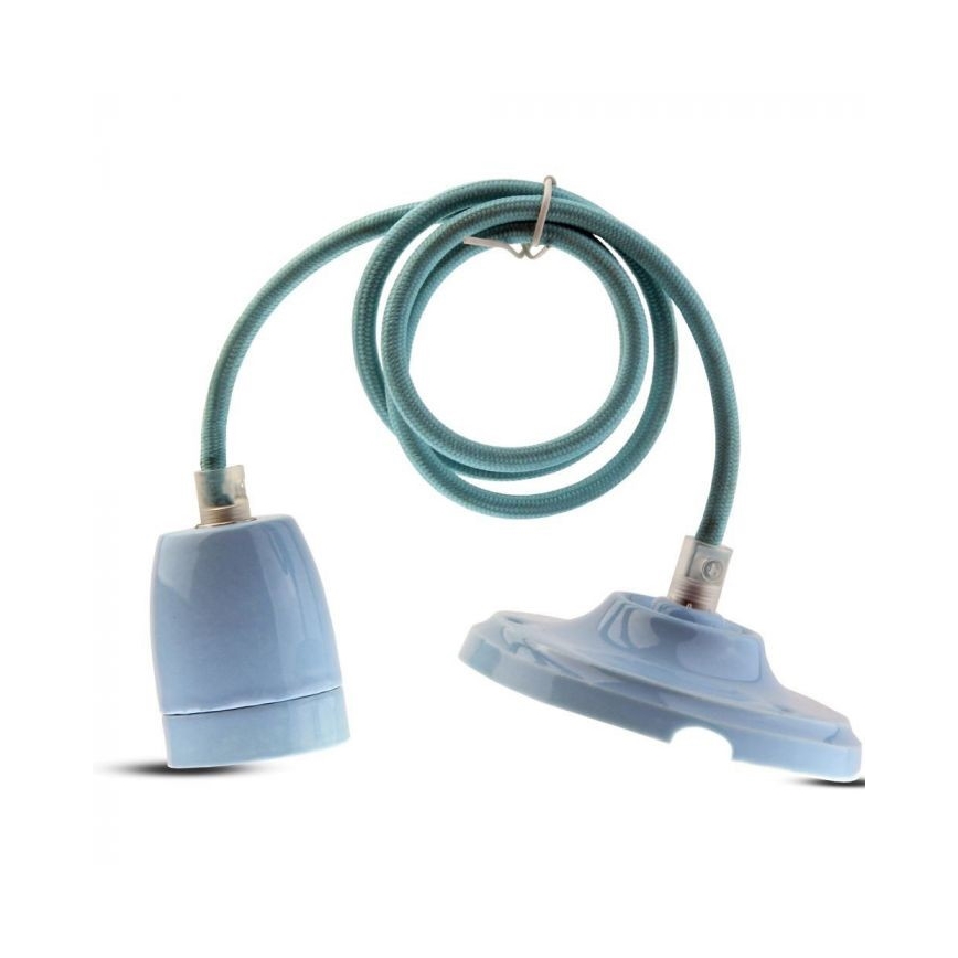 Cable de alimentación 1xE27/60W/230V azul/porcelana