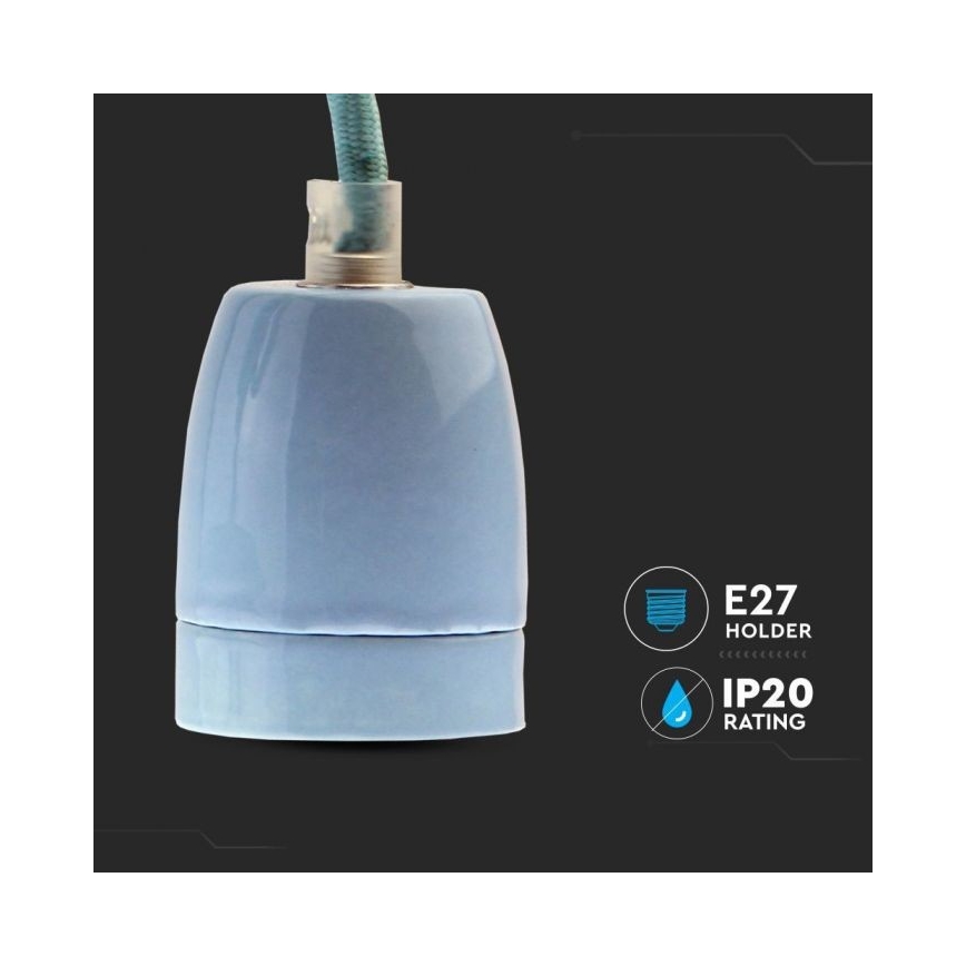 Cable de alimentación 1xE27/60W/230V azul/porcelana