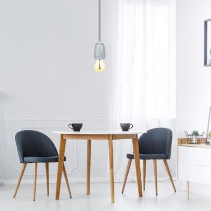 Cable de alimentación 1xE27/60W/230V gris/porcelana