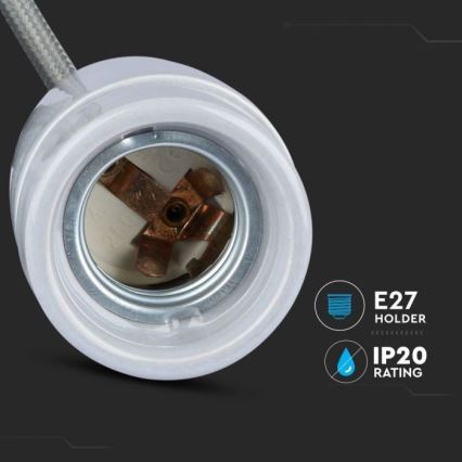 Cable de alimentación 1xE27/60W/230V gris/porcelana