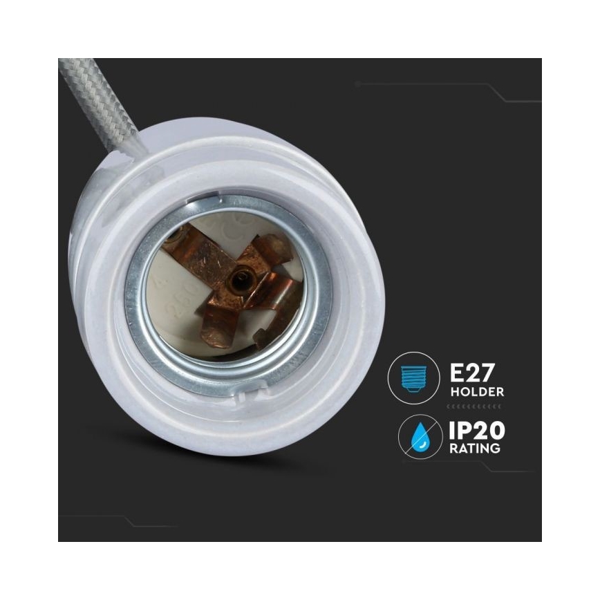 Cable de alimentación 1xE27/60W/230V gris/porcelana