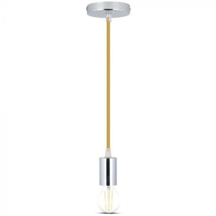 Cable de alimentación 1xE27/60W/230V marrón/cromo brillante