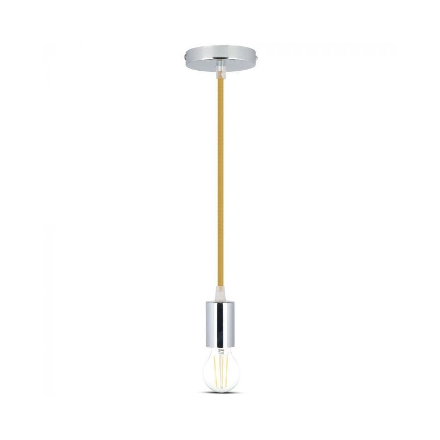 Cable de alimentación 1xE27/60W/230V marrón/cromo brillante