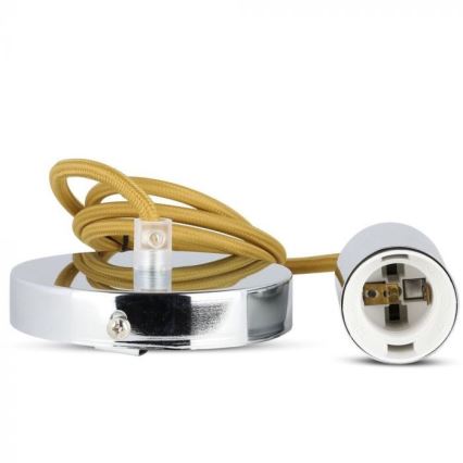 Cable de alimentación 1xE27/60W/230V marrón/cromo brillante