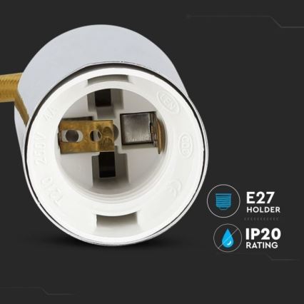 Cable de alimentación 1xE27/60W/230V marrón/cromo brillante