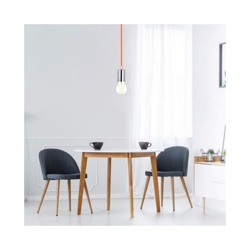 Cable de alimentación 1xE27/60W/230V naranja/cromo brillante