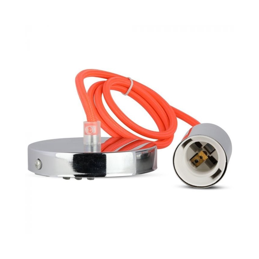 Cable de alimentación 1xE27/60W/230V naranja/cromo brillante