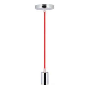 Cable de alimentación 1xE27/60W/230V rojo/cromo brillante