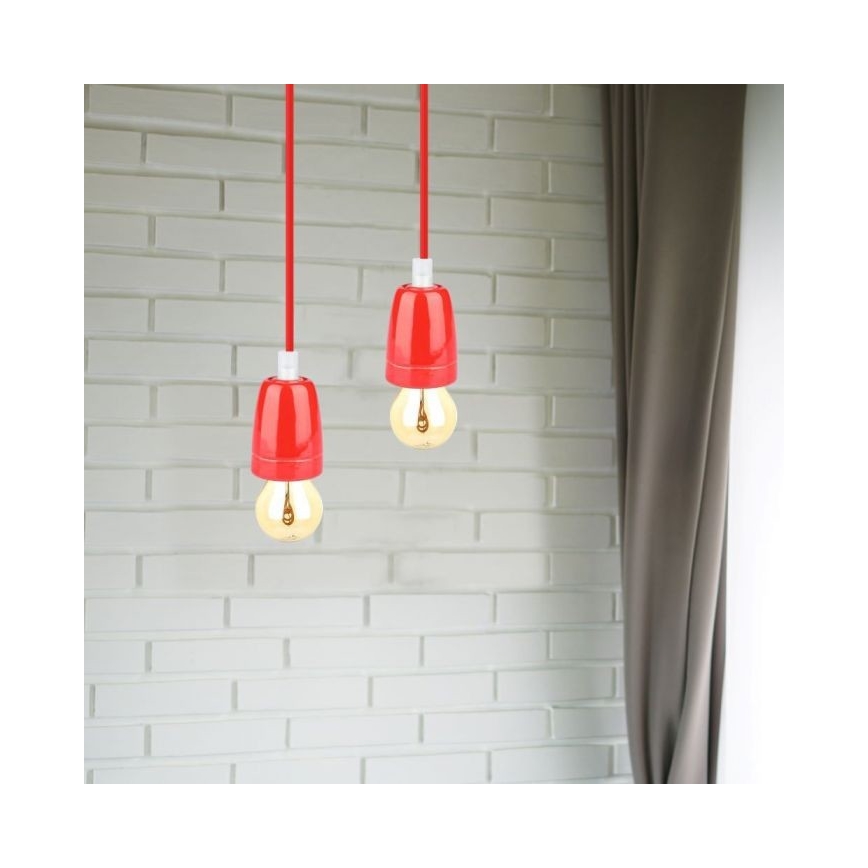 Cable de alimentación 1xE27/60W/230V rojo/porcelana