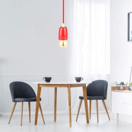 Cable de alimentación 1xE27/60W/230V rojo/porcelana
