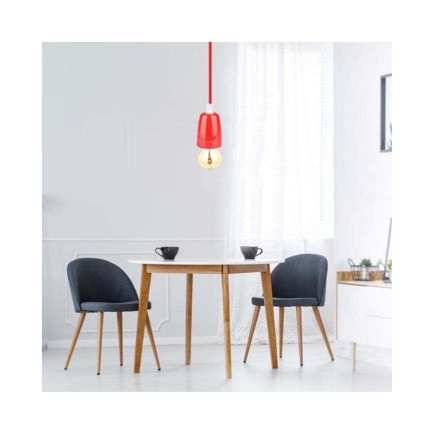 Cable de alimentación 1xE27/60W/230V rojo/porcelana