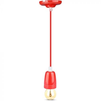 Cable de alimentación 1xE27/60W/230V rojo/porcelana