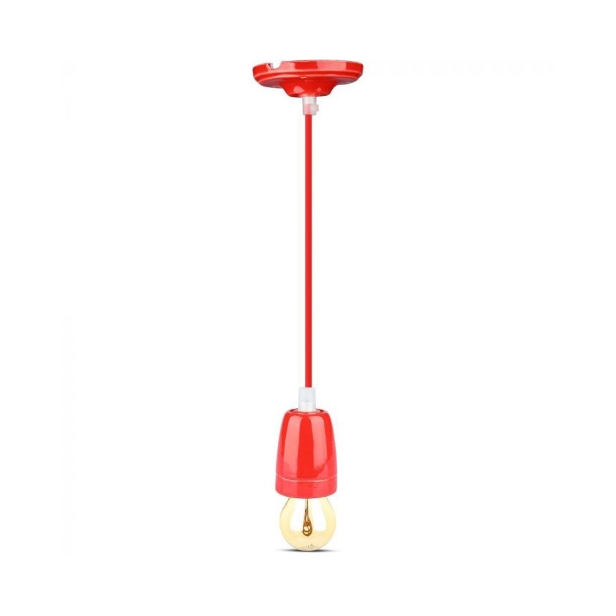 Cable de alimentación 1xE27/60W/230V rojo/porcelana