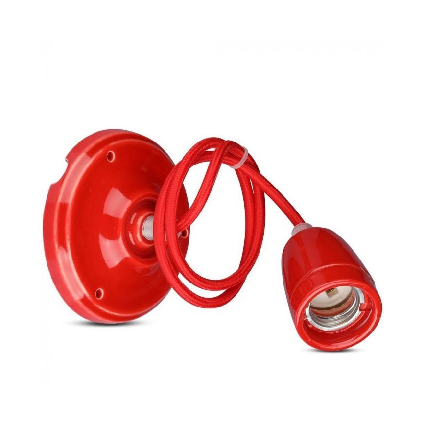 Cable de alimentación 1xE27/60W/230V rojo/porcelana