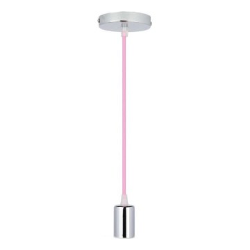 Cable de alimentación 1xE27/60W/230V rosa clara/cromo brillante