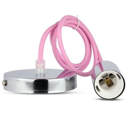 Cable de alimentación 1xE27/60W/230V rosa clara/cromo brillante